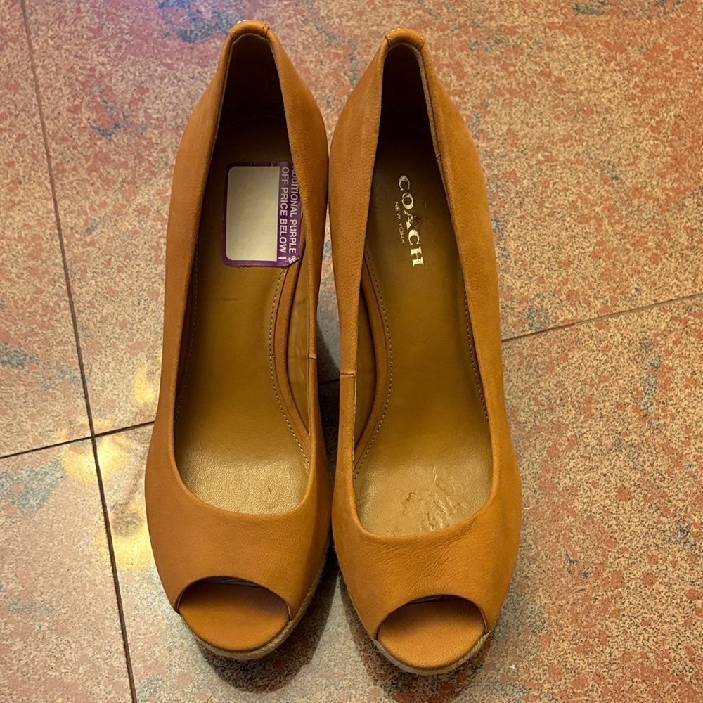 Coach Women's Brown Peep Toe Heels